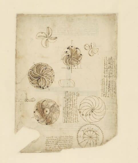 Léonard de Vinci Étude pour un appareil mû par le mouvement perpétuel c. 1495 • Plume et encre • 244 x 333 mm Veneranda Biblioteca Ambrosiana, Milan, CA f. 1062v